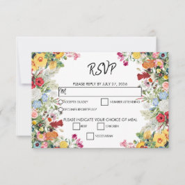 Tarjeta De Confirmación De Asistencia Boda de Flores Coloridas del Jardín Floral