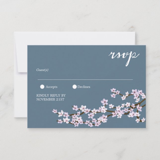 Tarjeta De Confirmación De Asistencia Boda de flores de cerezo pintadas (Anverso)