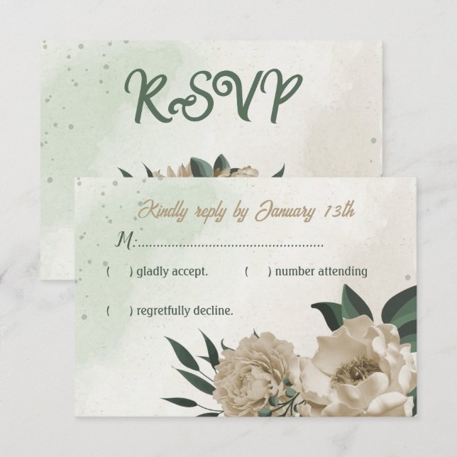 Tarjeta De Confirmación De Asistencia boda de flores de champán (Anverso / Reverso)