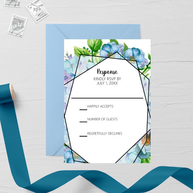Tarjeta De Confirmación De Asistencia Boda de flores de hidrangea azul (Subido por el creador)