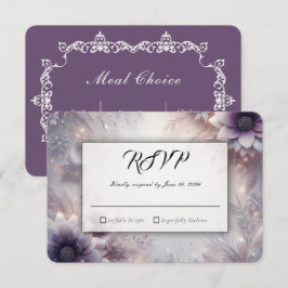 Tarjeta De Confirmación De Asistencia Boda de flores de invierno de plata y suave amatis