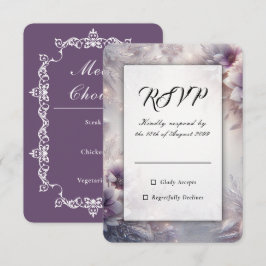 Tarjeta De Confirmación De Asistencia Boda de flores de invierno de plata y suave amatis
