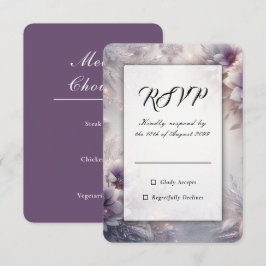 Tarjeta De Confirmación De Asistencia Boda de flores de invierno de plata y suave amatis
