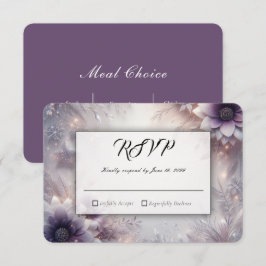 Tarjeta De Confirmación De Asistencia Boda de flores de invierno de plata y suave amatis