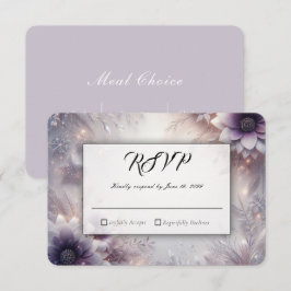 Tarjeta De Confirmación De Asistencia Boda de flores de invierno de plata y suave amatis