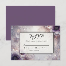 Tarjeta De Confirmación De Asistencia Boda de flores de invierno de plata y suave amatis