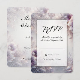 Tarjeta De Confirmación De Asistencia Boda de flores de invierno de plata y suave amatis