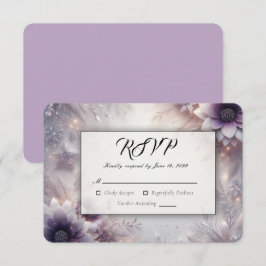 Tarjeta De Confirmación De Asistencia Boda de flores de invierno de plata y suave amatis