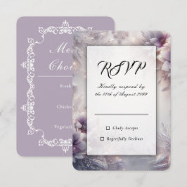 Tarjeta De Confirmación De Asistencia Boda de flores de invierno de plata y suave amatis