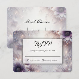 Tarjeta De Confirmación De Asistencia Boda de flores de invierno de plata y suave amatis