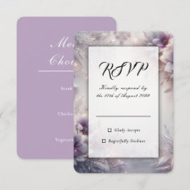 Tarjeta De Confirmación De Asistencia Boda de flores de invierno de plata y suave amatis
