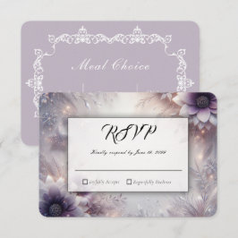 Tarjeta De Confirmación De Asistencia Boda de flores de invierno de plata y suave amatis