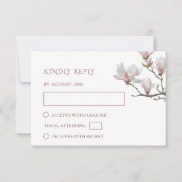 Tarjeta De Confirmación De Asistencia Boda de flores de magnolia pintadas con arte