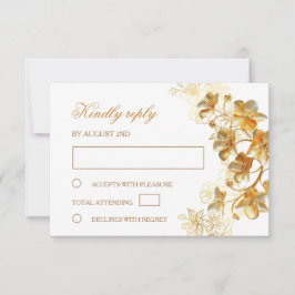 Tarjeta De Confirmación De Asistencia Boda de Flores de Oro