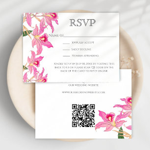 Tarjeta De Confirmación De Asistencia Boda de flores de orquídeas rosadas sitio web de c