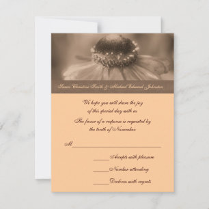 Tarjeta De Confirmación De Asistencia Boda de flores de Sepia Zinnia