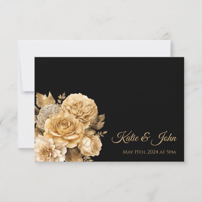 Tarjeta De Confirmación De Asistencia Boda de flores neutras (Anverso)