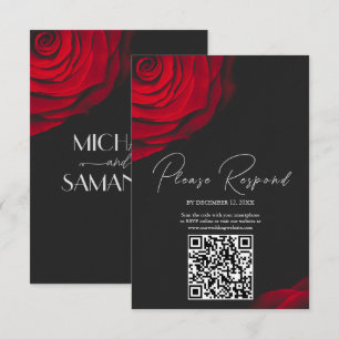 Tarjeta De Confirmación De Asistencia Boda de flores pétalas rojas de escarlata vintage
