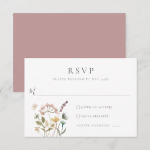 Tarjeta De Confirmación De Asistencia Boda de flores prensadas delicadas acuarela simple