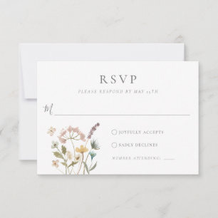 Tarjeta De Confirmación De Asistencia Boda de Flores Prensadas Delicadas Acuarela Simple