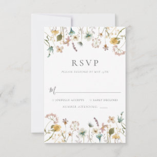 Tarjeta De Confirmación De Asistencia Boda de flores prensadas vintage elegantes