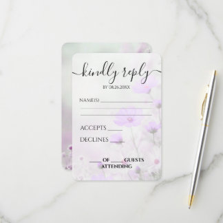 Tarjeta De Confirmación De Asistencia Boda de flores púrpuras sencillas personalizadas