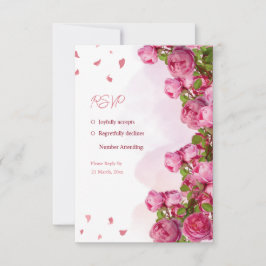 Tarjeta De Confirmación De Asistencia Boda De Flores Rosa Elegante