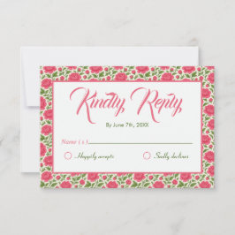 Tarjeta De Confirmación De Asistencia Boda de flores rosadas románticas