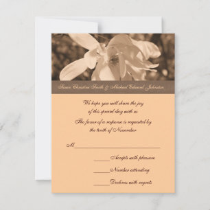 Tarjeta De Confirmación De Asistencia Boda de flores Sepia Magnolia