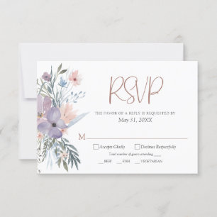 Tarjeta De Confirmación De Asistencia Boda de flores silvestres acuarela