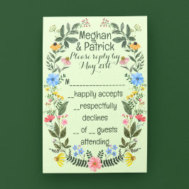 Tarjeta De Confirmación De Asistencia Boda de flores silvestres coloridas