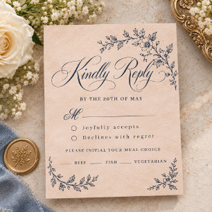 Tarjeta De Confirmación De Asistencia Boda de flores silvestres con diseño vintage y esb