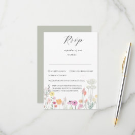 Tarjeta De Confirmación De Asistencia Boda de flores silvestres de primavera colorida RS