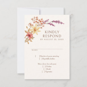 Tarjeta De Confirmación De Asistencia Boda de Flores Silvestres del otoño