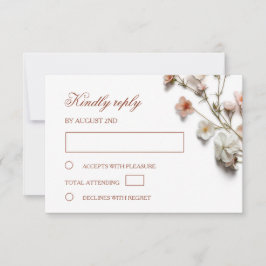 Tarjeta De Confirmación De Asistencia Boda de flores silvestres en 3D