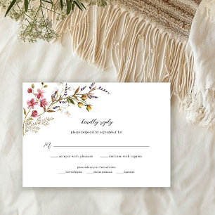 Tarjeta De Confirmación De Asistencia Boda de Flores Silvestres Florales Modernas
