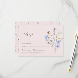 Tarjeta De Confirmación De Asistencia Boda de flores silvestres flotantes simples modern