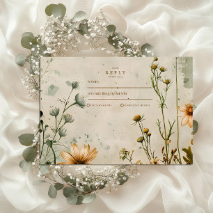 Tarjeta De Confirmación De Asistencia Boda de flores silvestres Golden Meadow