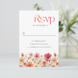Tarjeta De Confirmación De Asistencia Boda de Flores Silvestres Retro Pastel Pink Boho