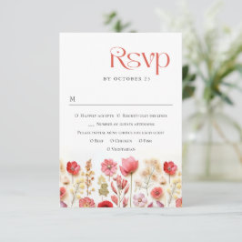 Tarjeta De Confirmación De Asistencia Boda de Flores Silvestres Retro Pastel Pink Boho