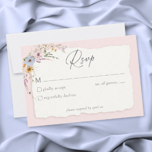 Tarjeta De Confirmación De Asistencia Boda de flores silvestres románticas de color rosa