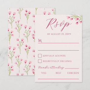 Tarjeta De Confirmación De Asistencia Boda de flores silvestres rosadas románticas