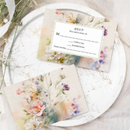 Tarjeta De Confirmación De Asistencia Boda de Flores Silvestres Rusas Retro