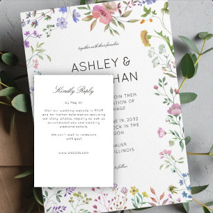 Tarjeta De Confirmación De Asistencia Boda de flores silvestres simple y eterno