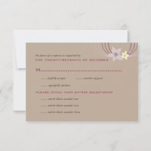 Tarjeta De Confirmación De Asistencia Boda de Flores Tropicales Púrpura de Ikebana Frang