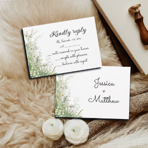 Tarjeta De Confirmación De Asistencia Boda de flores verdes Dusty Sage Green