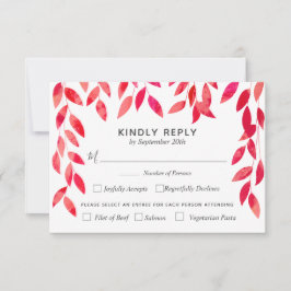 Tarjeta De Confirmación De Asistencia Boda de follaje rosado caliente