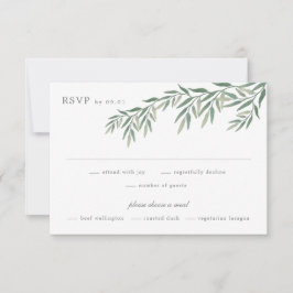 Tarjeta De Confirmación De Asistencia Boda de follaje verde elegante