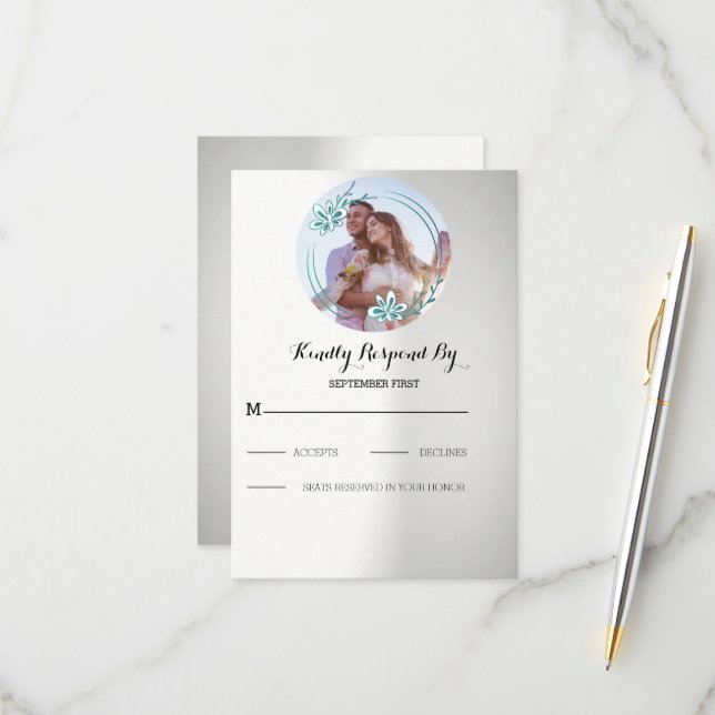 Tarjeta De Confirmación De Asistencia Boda de Foto Personalizada (Anverso/Reverso In Situ)