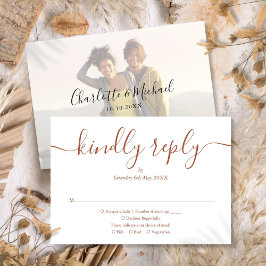 Tarjeta De Confirmación De Asistencia Boda de Foto Script Elegante Simple Terracota